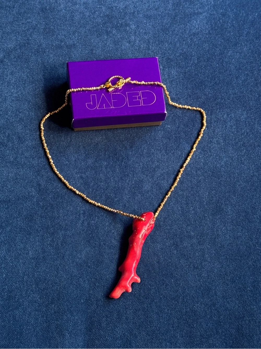 Vintage 22k gold plated Jaded Jewels NY Coral Necklace